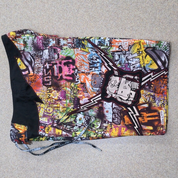 Lost Enterprises Pinky Taylor Board Shorts Graphic Design Swim Trunks Size 30 - Picture 9 of 11
